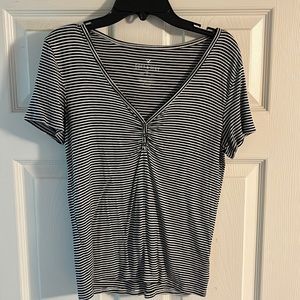 American Eagle Black and White Striped Tee